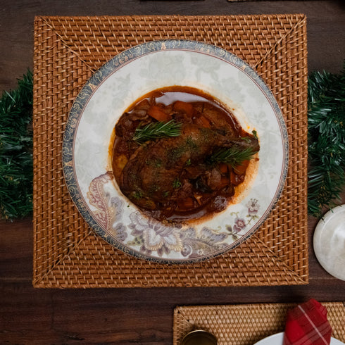 Square Rattan Placemat – 35cm | 4 Colours | Handmade Decor - Coastal Villa Homeware