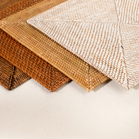 Square Rattan Placemat – 35cm | 4 Colours | Handmade Decor - Coastal Villa Homeware