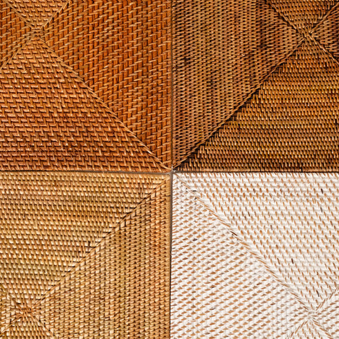 Square Rattan Placemat – 35cm | 4 Colours | Handmade Decor - Coastal Villa Homeware