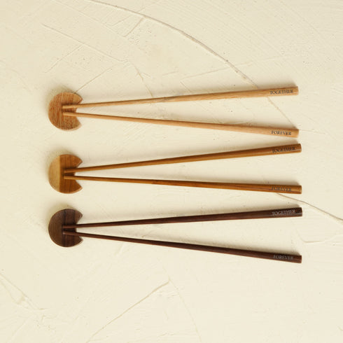 Personalised Engraved Premium Wooden Chopsticks With Rest - Coastal Villa Homeware