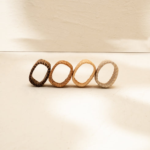 Oval Rattan Napkin Rings in 4 Colours - Coastal Villa Homeware