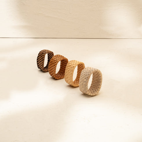 Oval Rattan Napkin Rings in 4 Colours - Coastal Villa Homeware