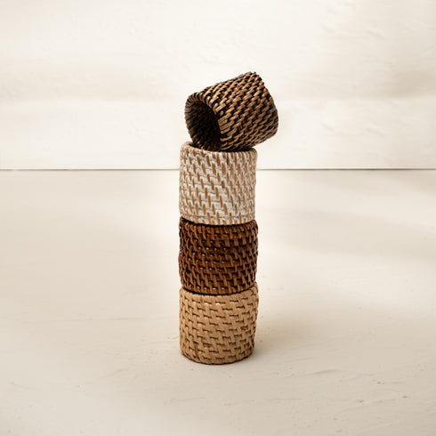 Round Wicker Napkin Rings In Four Colours - Coastal Villa Homeware