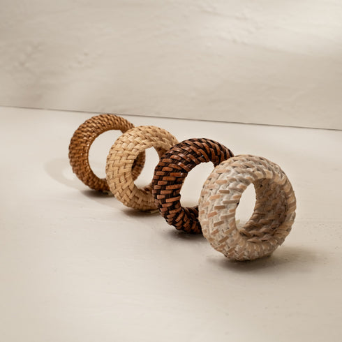 Round Wicker Napkin Rings In Four Colours - Coastal Villa Homeware