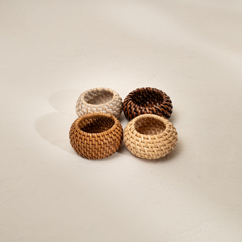 Round Wicker Napkin Rings In Four Colours - Coastal Villa Homeware