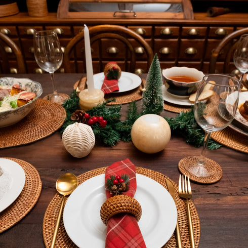 Round Wicker Napkin Rings In Four Colours - Coastal Villa Homeware