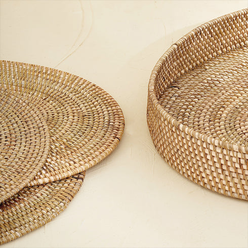 Oval Placemats Set with Holder - Natural - Coastal Villa Homeware