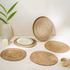 Natural oval rattan placemats with holder set