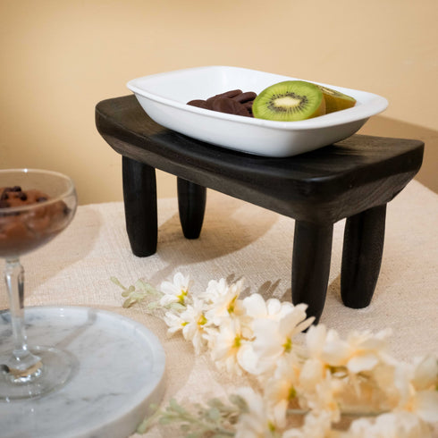 Mini Wooden Stool - Black - Coastal Villa Homeware