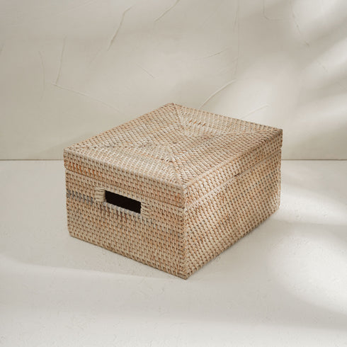 Rattan Storage Basket - Natural - Coastal Villa Homeware