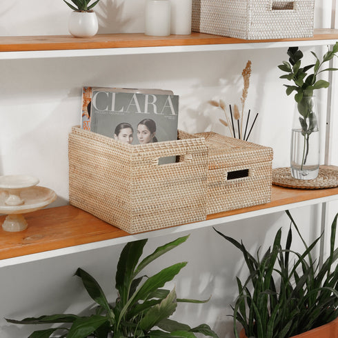 Rattan Storage Basket - Natural - Coastal Villa Homeware