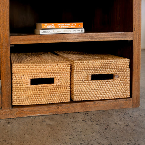 Rattan Storage Basket - Natural - Coastal Villa Homeware
