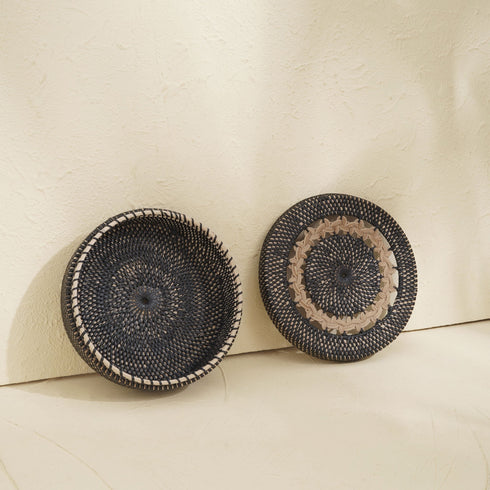 Patterned Rattan Storage Basket - Coastal Villa Homeware