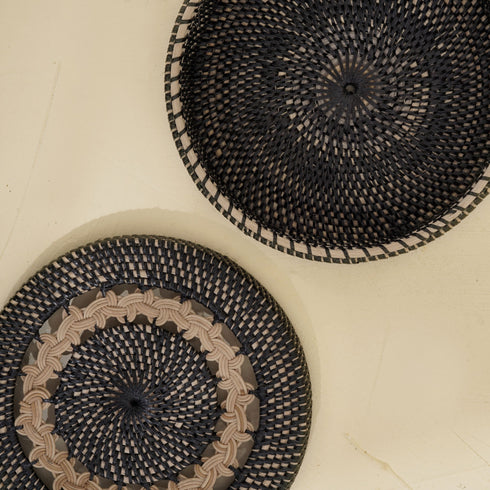 Patterned Rattan Storage Basket - Coastal Villa Homeware