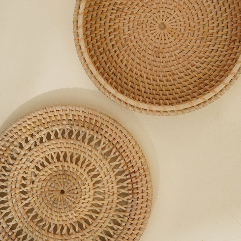 Patterned Rattan Storage Basket - Coastal Villa Homeware