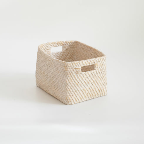 Colourful rattan storage baskets in 4 colours - Coastal Villa Homeware