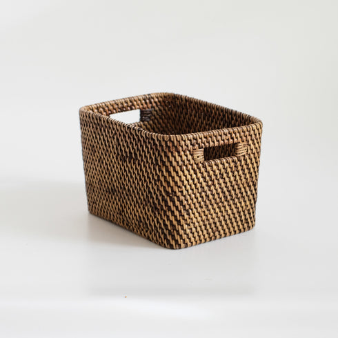 Colourful rattan storage baskets in 4 colours - Coastal Villa Homeware