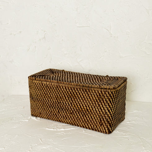 Rattan storage basket - Bathroom Amenities Storage Basket - Coastal Villa Homeware