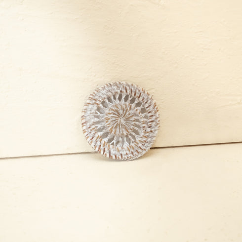 Rattan Spiral Round Coasters 10cm x 10cm In 3 Colour Washes - Coastal Villa Homeware