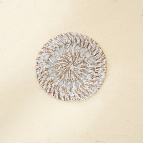 Rattan Spiral Round Coasters 10cm x 10cm In 3 Colour Washes - Coastal Villa Homeware