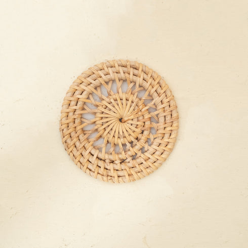 Rattan Spiral Round Coasters 10cm x 10cm In 3 Colour Washes - Coastal Villa Homeware