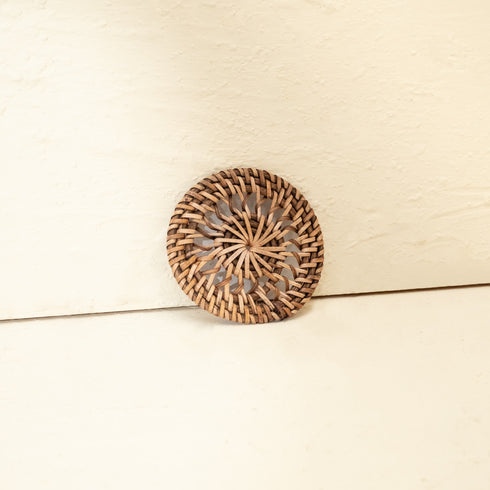 Rattan Spiral Round Coasters 10cm x 10cm In 3 Colour Washes - Coastal Villa Homeware
