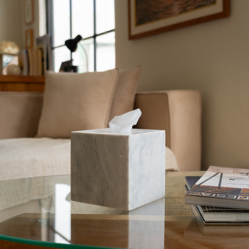 Square Marble Tissue Holder - Coastal Villa Homeware