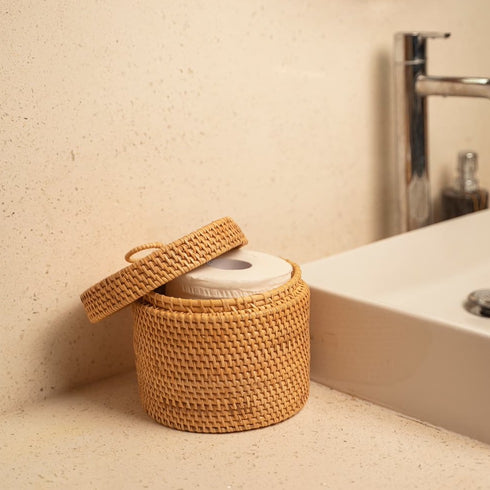 Wicker Toilet Roll Holder in 3 sizes and colours - Coastal Villa Homeware