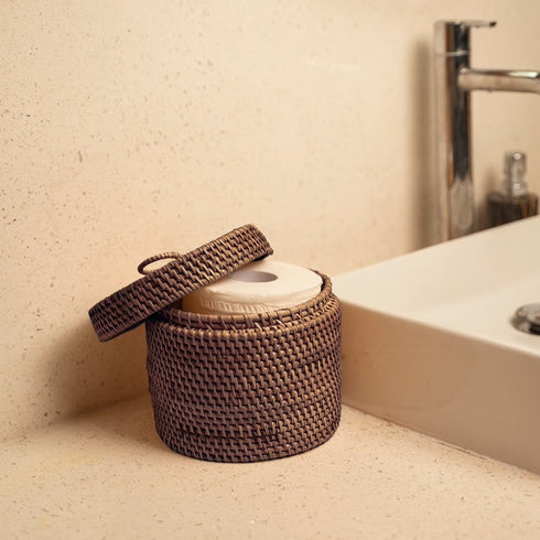 Wicker Toilet Roll Holder in 3 sizes and colours - Coastal Villa Homeware