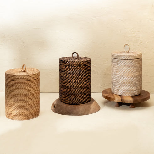 Wicker Toilet Roll Holder in 3 sizes and colours - Coastal Villa Homeware
