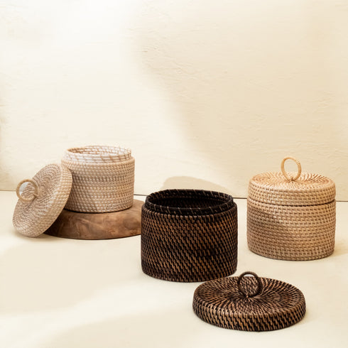 Wicker Toilet Roll Holder in 3 sizes and colours - Coastal Villa Homeware