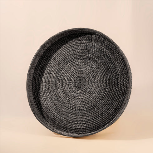 Large Round Wicker Tray with Handles - Coastal Villa Homeware
