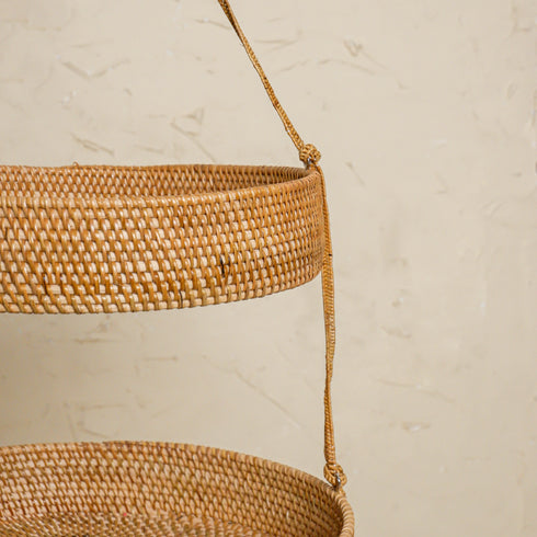 Woven rattan fruit basket