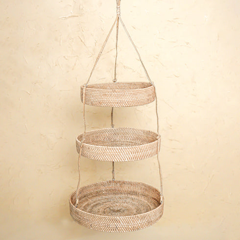 Hanging basket rattan - Kitchen counter organisation - Coastal Villa Homeware