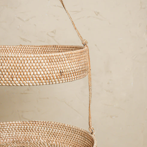 Hanging basket rattan - Kitchen counter organisation - Coastal Villa Homeware