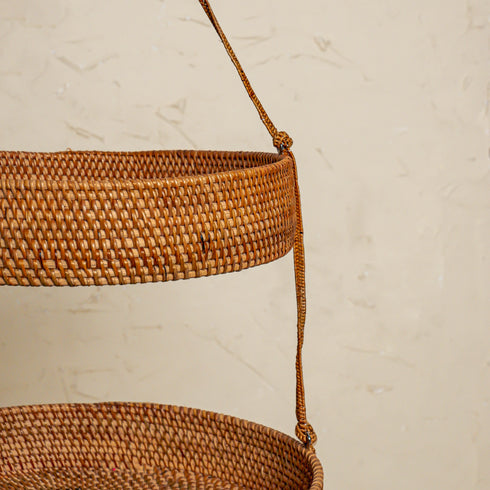 Hanging basket rattan - Kitchen counter organisation - Coastal Villa Homeware