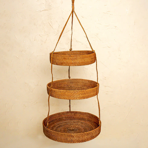 Hanging basket rattan - Kitchen counter organisation - Coastal Villa Homeware