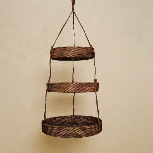 Hanging basket rattan - Kitchen counter organisation - Coastal Villa Homeware