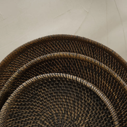 Round Rattan Display Tray - White, Brown, Black and Natural - Coastal Villa Homeware