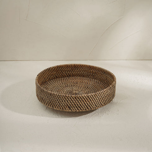 Round Rattan Display Tray - White, Brown, Black and Natural - Coastal Villa Homeware