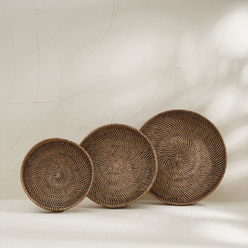 Dark brown trays for coffee table