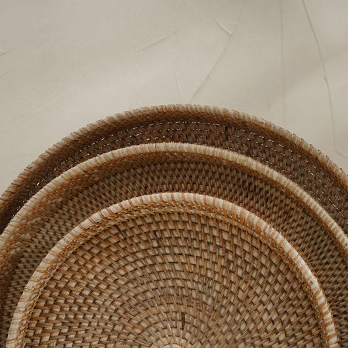 Close up of rattan tray