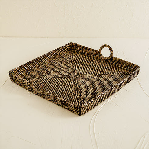 Decorative Serving Tray Made of Rattan - 3 colours - Coastal Villa Homeware