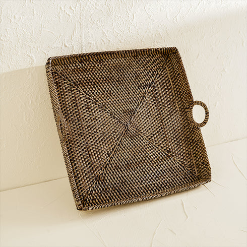 Decorative Serving Tray Made of Rattan - 3 colours - Coastal Villa Homeware
