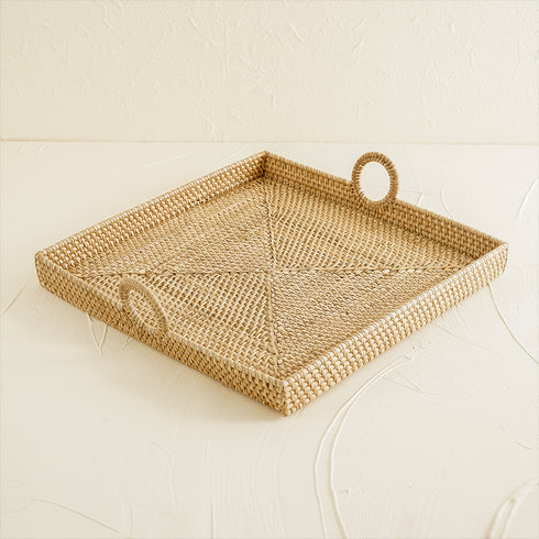Decorative Serving Tray Made of Rattan - 3 colours - Coastal Villa Homeware