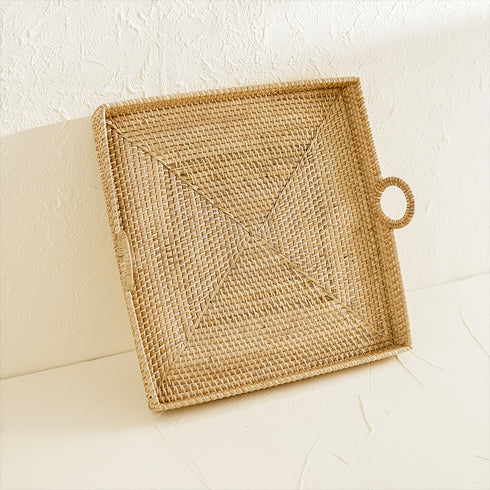 Decorative Serving Tray Made of Rattan - 3 colours - Coastal Villa Homeware