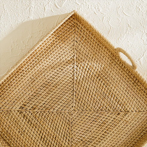 Decorative Serving Tray Made of Rattan - 3 colours - Coastal Villa Homeware