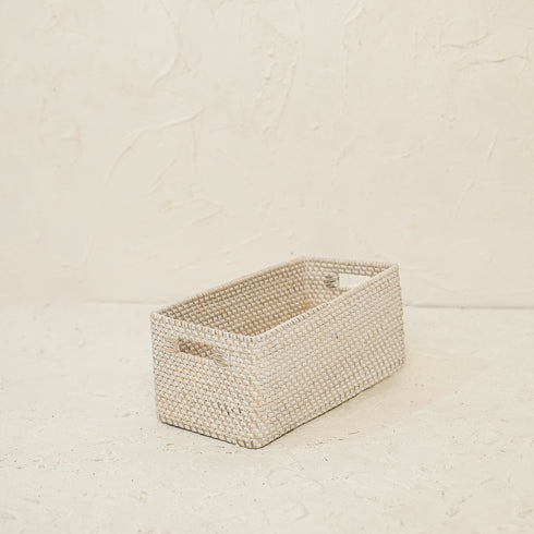 Colourful rattan storage baskets in 4 colours - Coastal Villa Homeware