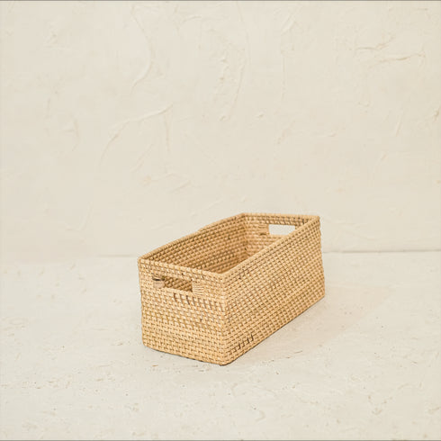 Colourful rattan storage baskets in 4 colours - Coastal Villa Homeware