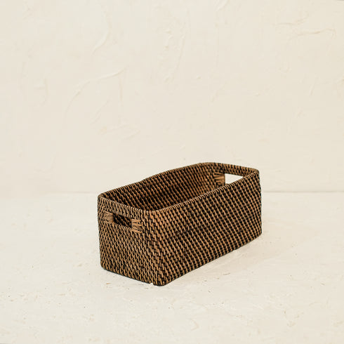 Colourful rattan storage baskets in 4 colours - Coastal Villa Homeware